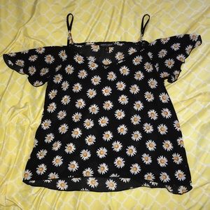 Spaghetti strap off the shoulder shirt